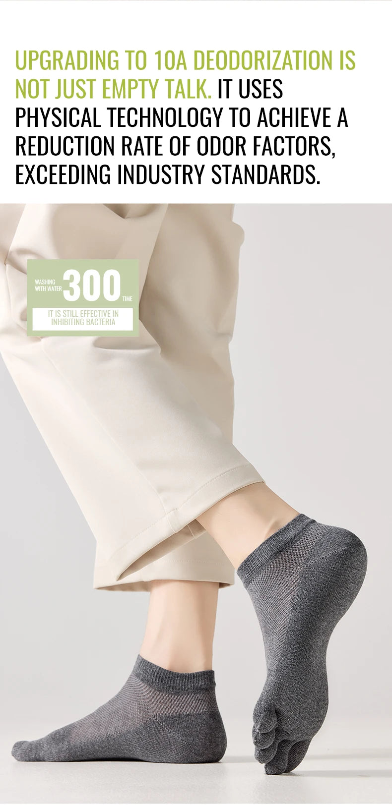 MiiOW Cotton Five Finger Short Sock Men Ankle Spilt Toe Sock Summer Thin Sock Breathable Mesh Sweat Absorbent Antibacterial Soc
