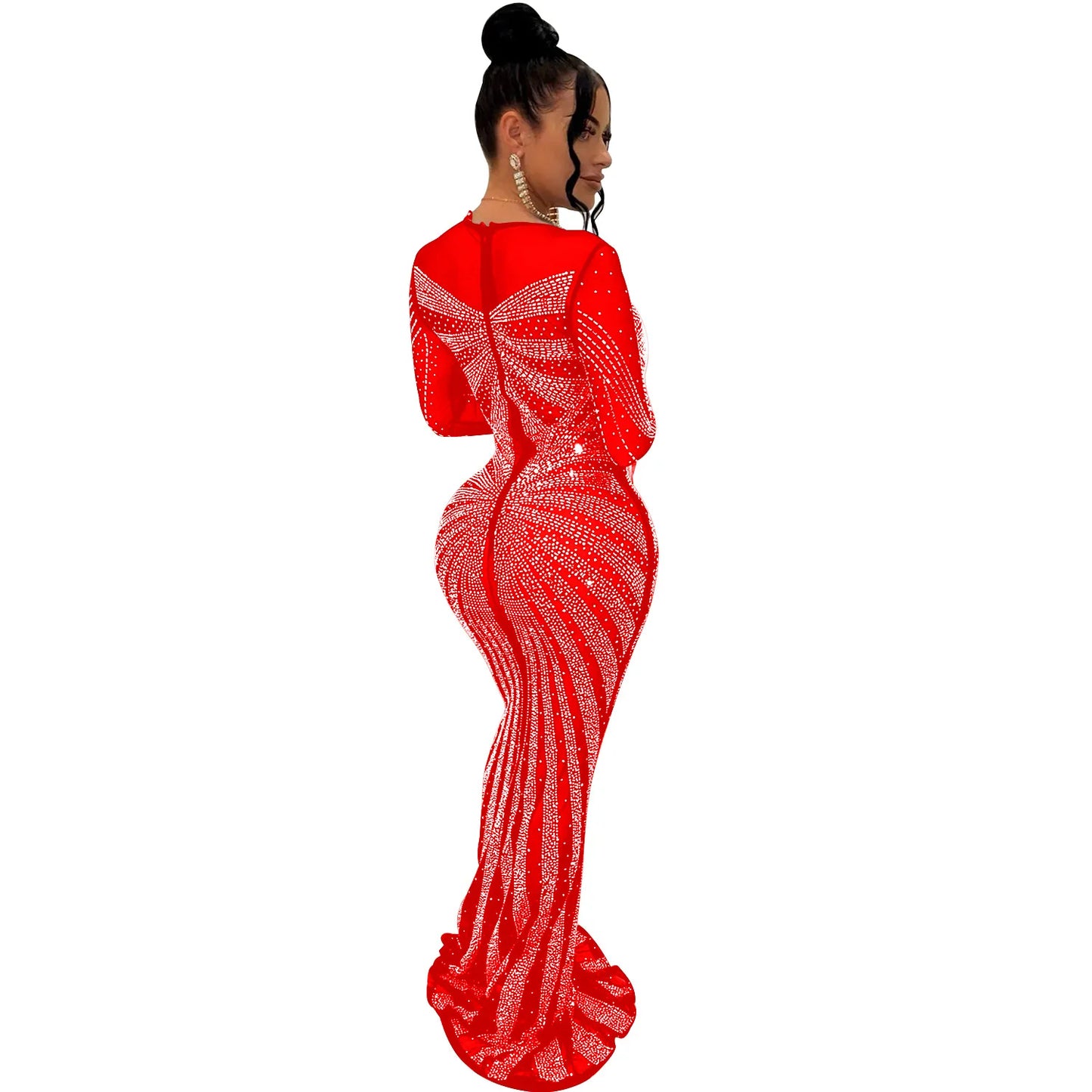 2023 African Maxi Dresses for Women African Fashion Sexy Dress Evening Women Party Club Mesh Bodycon Elegant Dresses