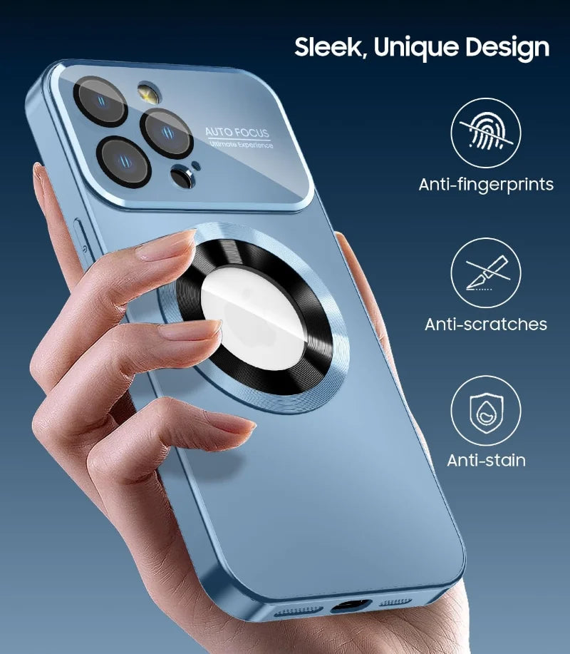 Fashion Titanium Alloy Case For iPhone 16 15 14 Plus 13 11 Pro Max 16 Plus High-end Glass Magnetic Phone Case Simple Phone Case