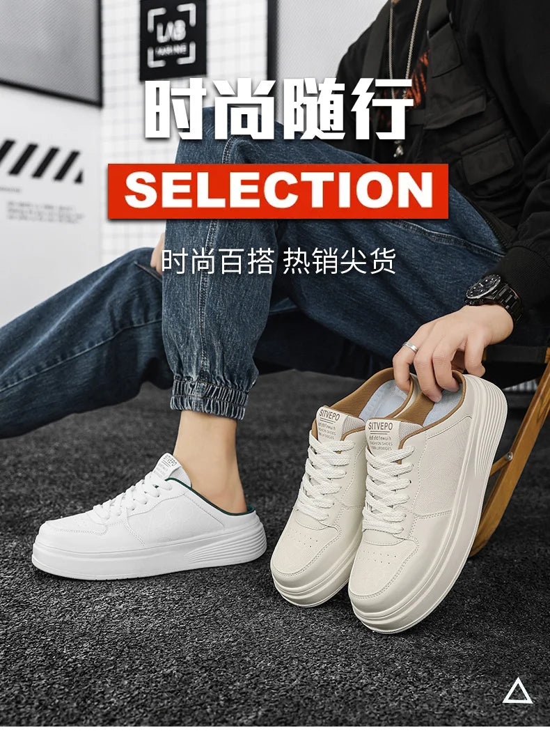 Men's Shoes Four Seasons Outdoor Half Dragging Lazy Casual Versatile One Step Shoes Men's Fashion Slippers Versatile Trendy Anti