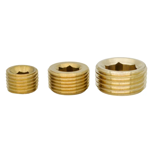 YQBS Brass Hex Plug 1/8" 1/4" 3/8" 1/2" 3/4" Male Female Thread Brass Pipe End Cap Plug Fitting Connector