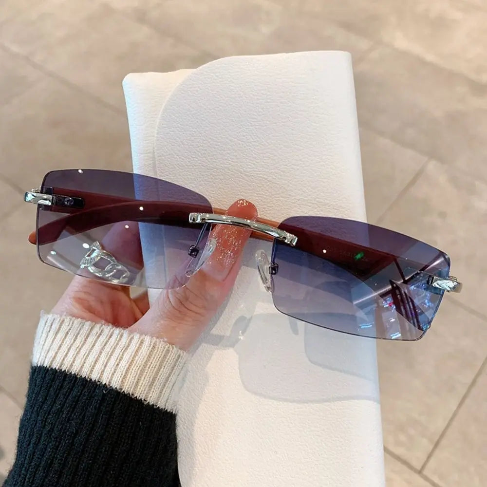 Trendy Punk Sunglasses Rimless Rectangle Sun Glasses for Men Women Fashion UV400 Driving Shades Frameless Gradient Eyewear