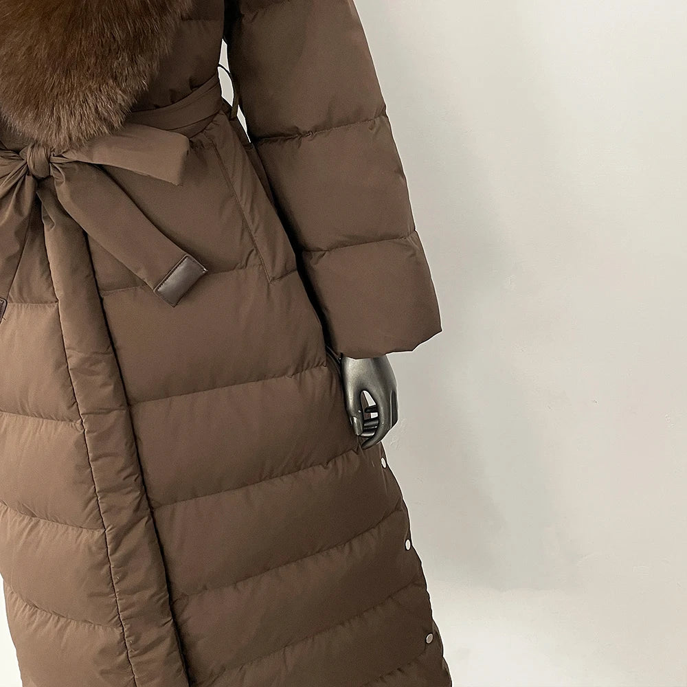 OFTBUY Long Puffer Jacket Women New 2025 Winter Warm White Duck Down Jacket Women's Real Fox Fur Coat Female Natural Fur Parkas