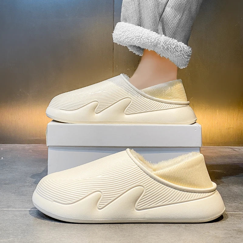 Slippers Men Indoor Fashion Waterproof Slides Home Bedroom Shoes New Style Warm and Fleece Cold Resistant Home Slippers