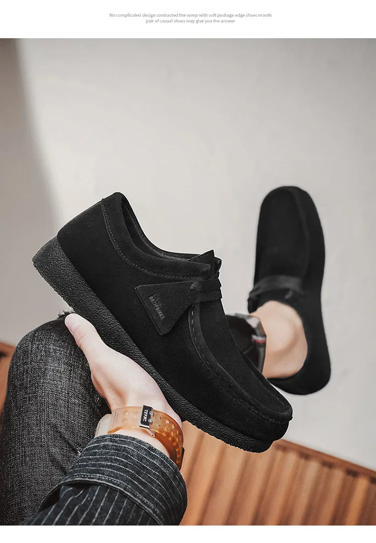 Fashion Khaki Casual Shoes For Men Suede Leather Loafers Men Platform Slip-on Men's Driving Shoes Lightweight Leisure Men Shoes