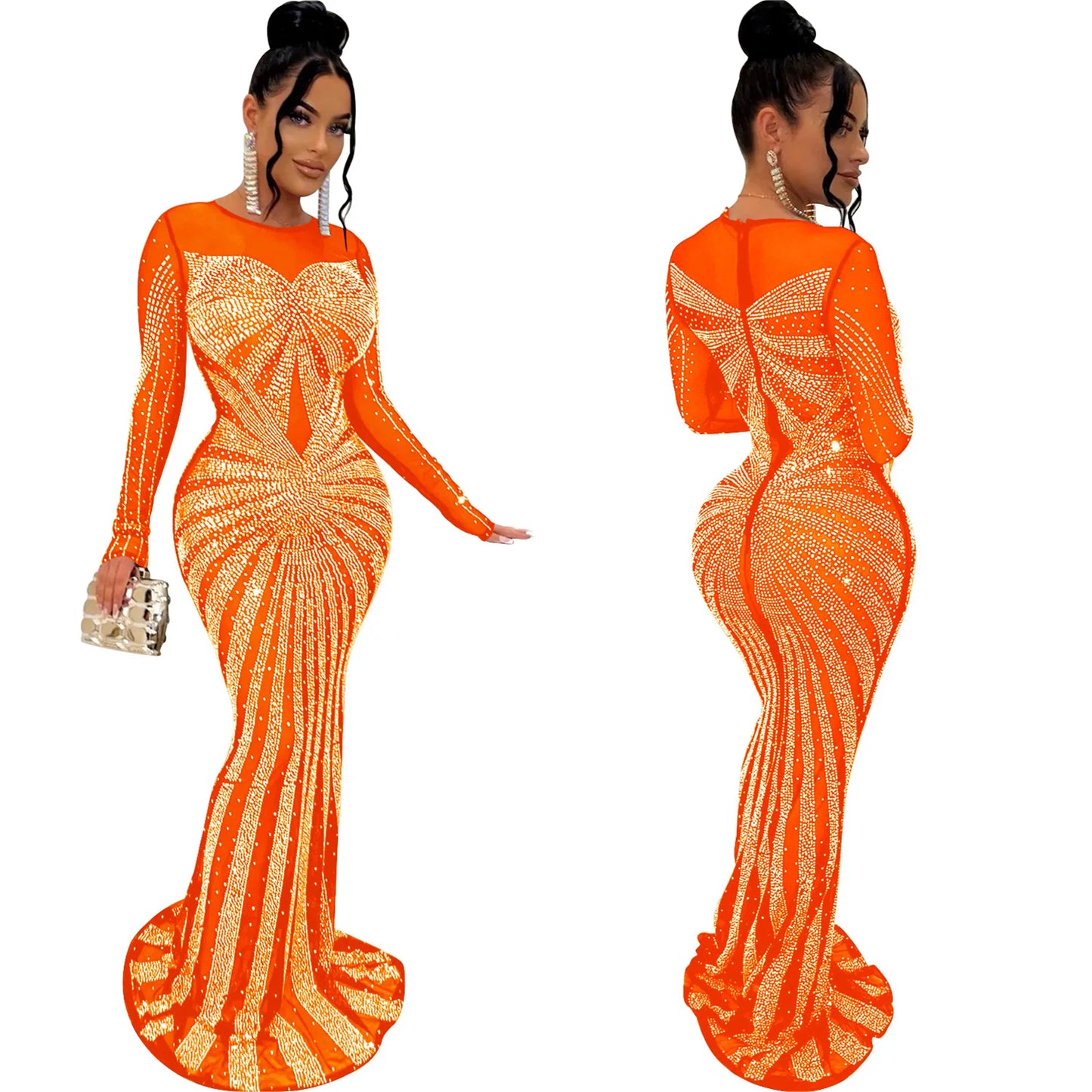 2023 African Maxi Dresses for Women African Fashion Sexy Dress Evening Women Party Club Mesh Bodycon Elegant Dresses