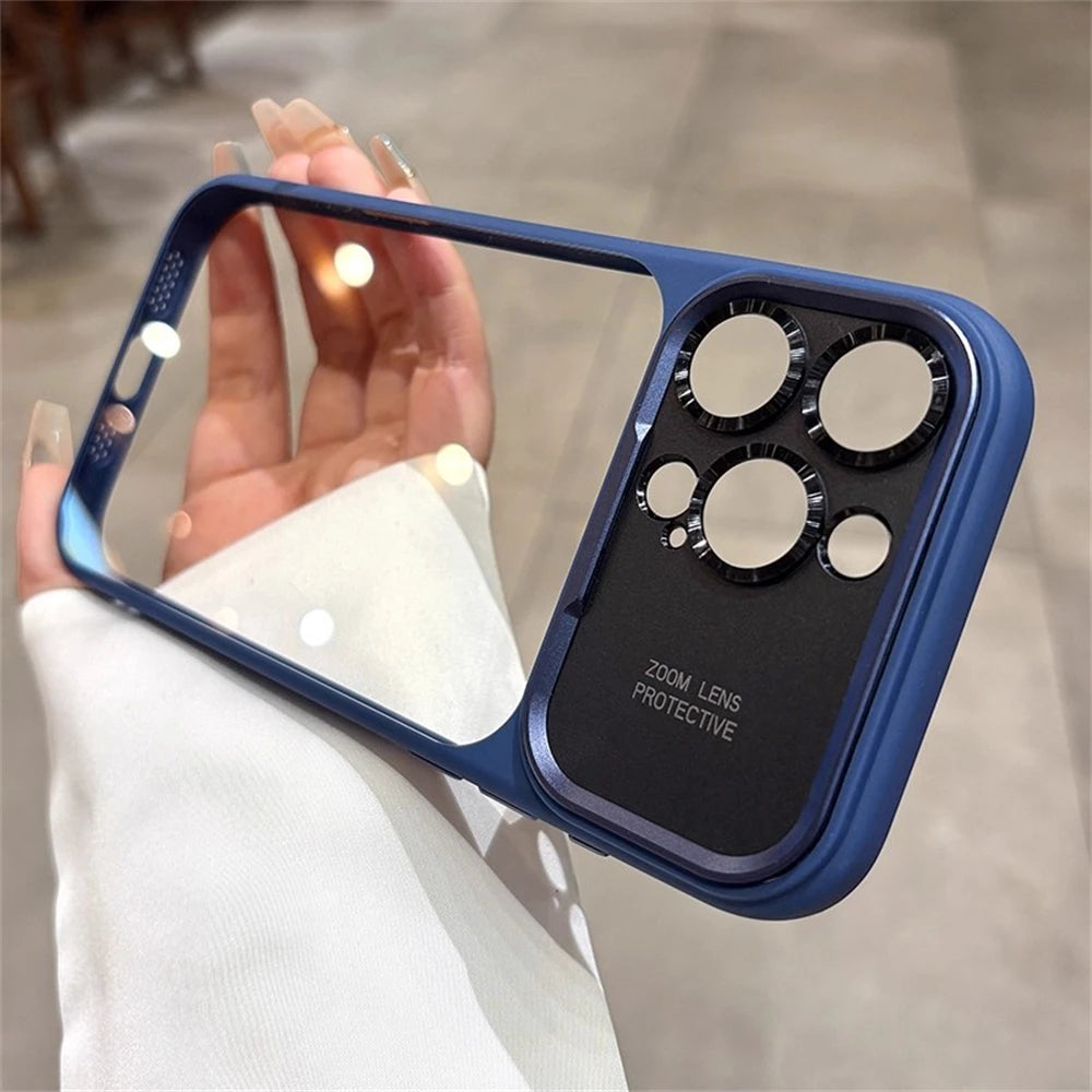 Luxury Magnetic Metal TPU Case For iPhone 17 16 15 14 Pro Max Plus Case Translucent Acrylic Hard Bumper Shockproof Protect Cover