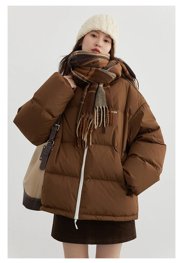 CHIC VEN Women Down Coats Streetwear Solid 90 White Duck Down Stand Collar Female Down Jacket Warm Ladies Overcoat Winter 2024