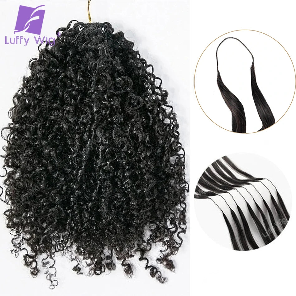 Crochet Human Hair Afro Kinky Curly Extensions Pre Separated Knotless Feather Lightweight Hair Crochet Bundles For Boho Braids