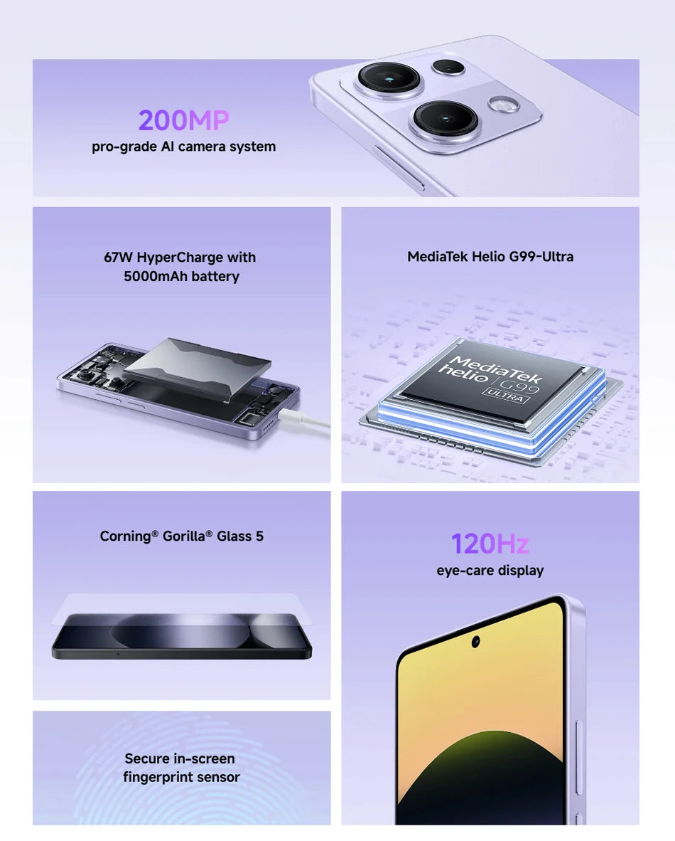 Global Version Xiaomi Redmi Note 14S MediaTek Helio G99 Ultra 200MP Al Camera System 6.67" AMOLED 120Hz Display 5000mAh