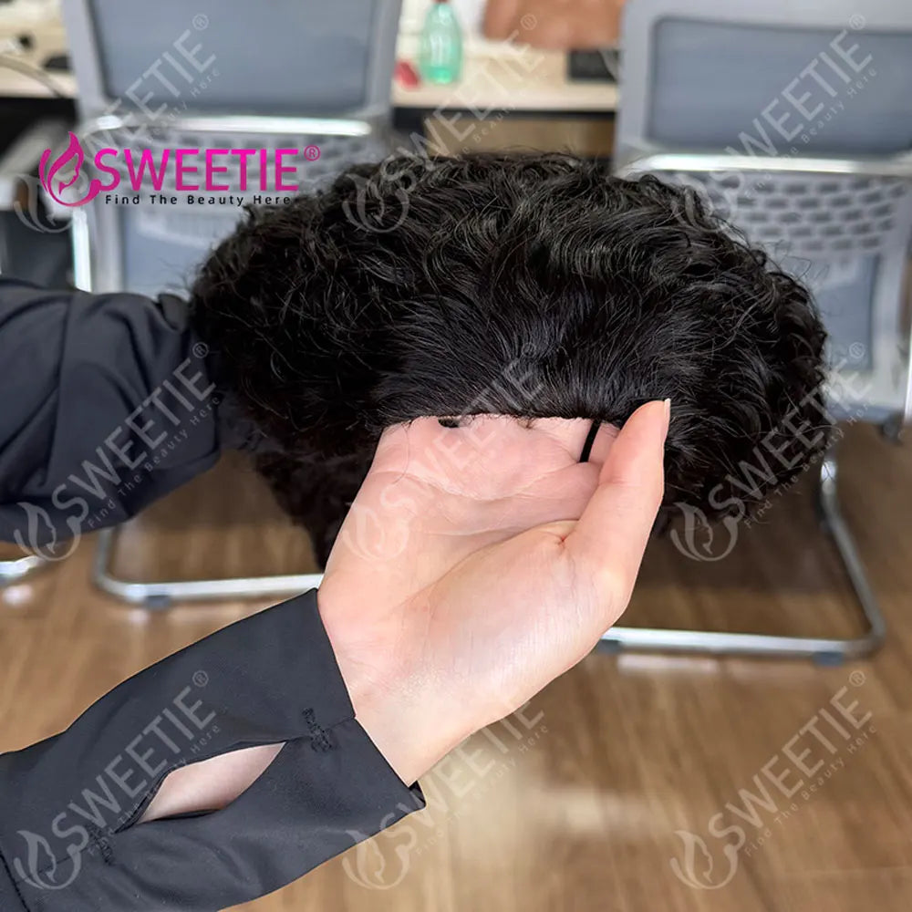 12A Glueless Burmese Pixie Curly Human Hair Wigs Flip Over Wig With Drawstring Curly Wig Invisible Hairline 3 In 1 Half Wigs