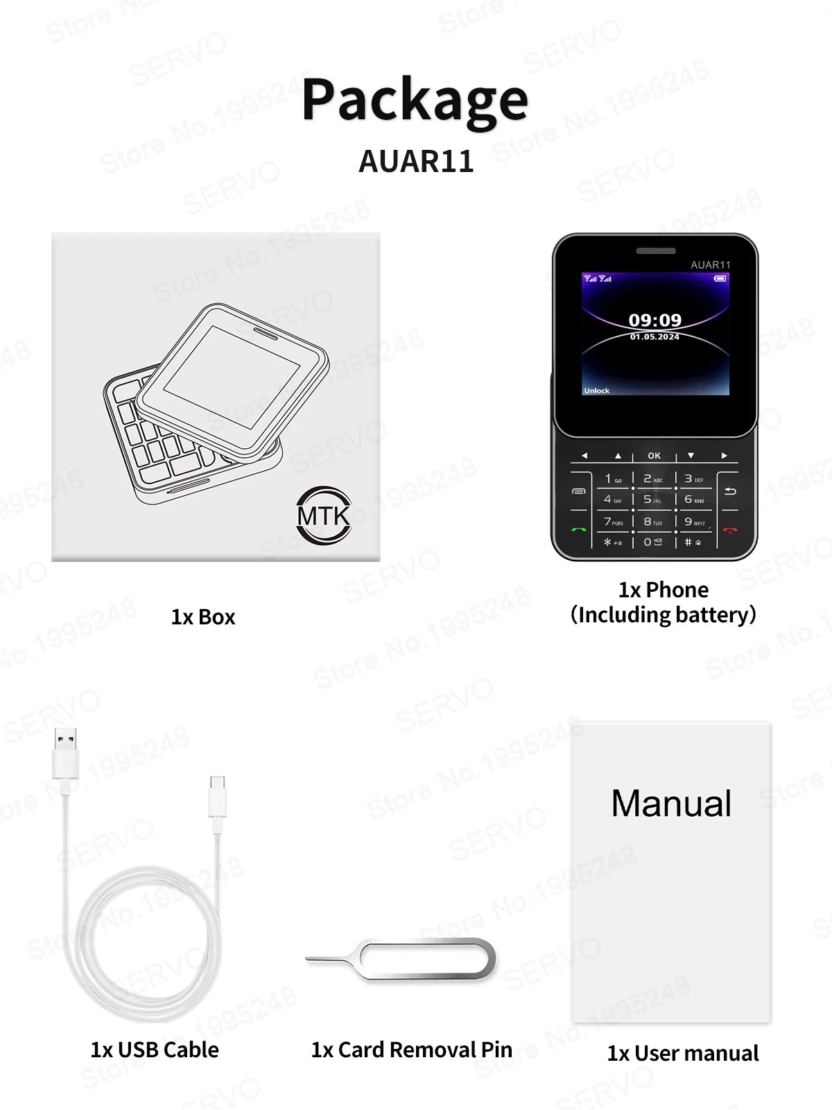 SERVO AUAR11 Rotating Mobile Phone 2 SIM Stadby Torch Speed Dial Magic Voice FM Radio 2G GSM 2.4" Slide Screen Small Cellphones