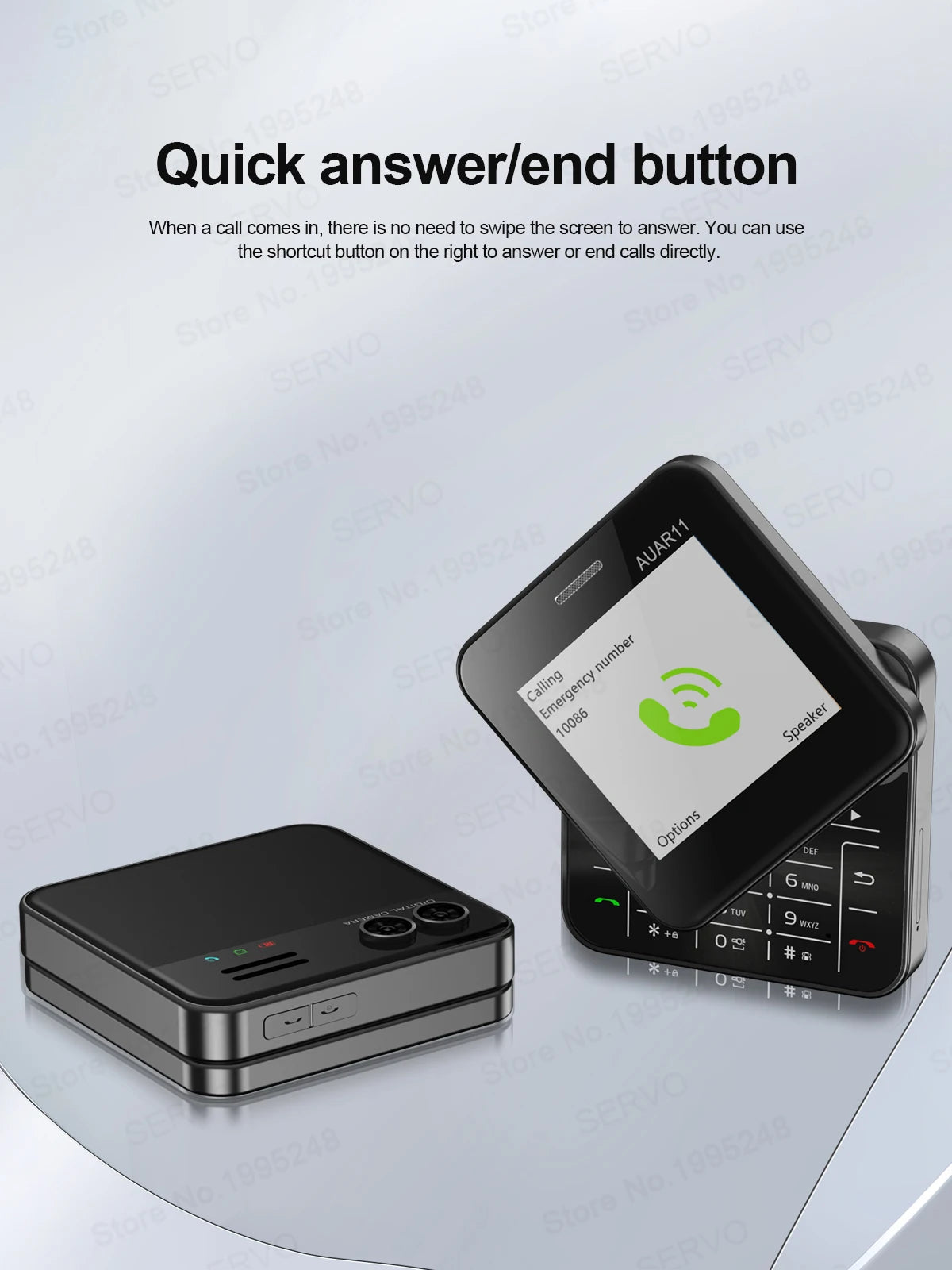 SERVO AUAR11 Rotating Mobile Phone 2 SIM Stadby Torch Speed Dial Magic Voice FM Radio 2G GSM 2.4" Slide Screen Small Cellphones