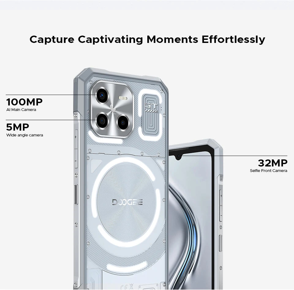 DOOGEE Blade GT Ultra 5G Rugged Smartphone Dimensity 7300 6.72'' 16GB 512GB LED Light Effect Design Ultra-thin Cell Phone