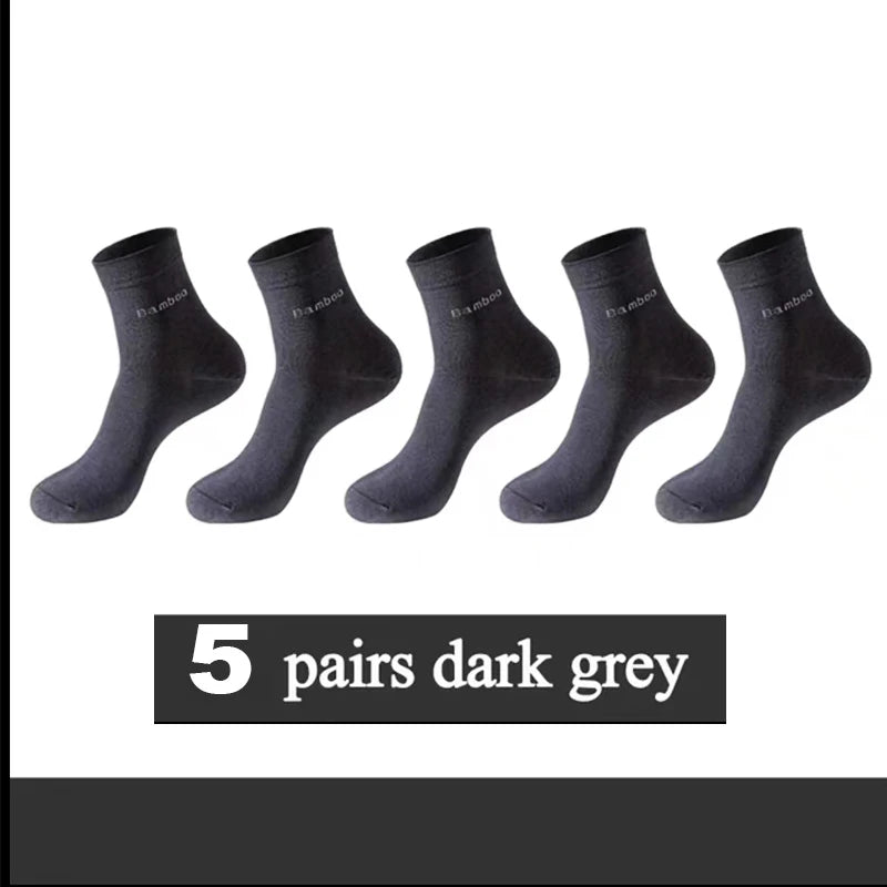 10/5Pairs Men Bamboo Socks Comfortable Breathable Casual Business Men's Crew Socks High Quality Guarantee Sox Male size 38-44