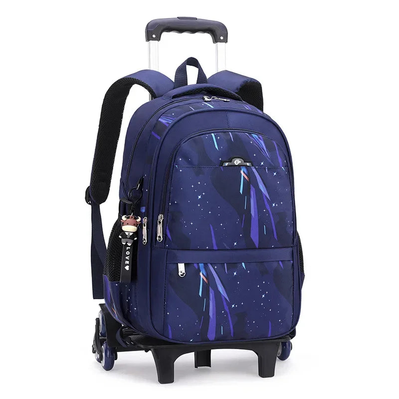 Children School Backpack for Kids Boys Wheeled Bag Student Backpack Trolley School Bag with Wheels Rolling Luggage Book Bag