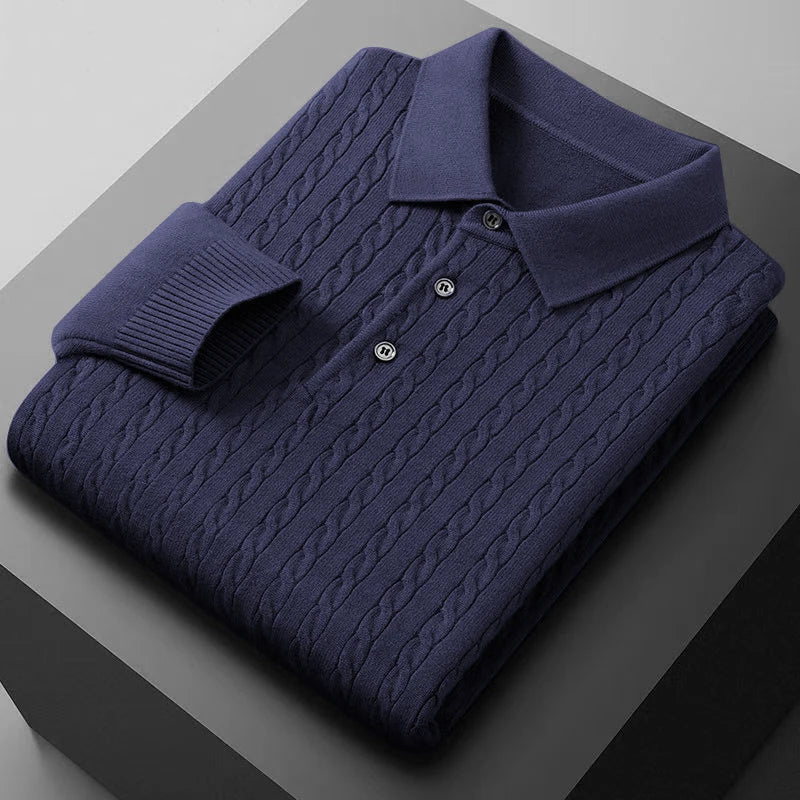 Men's Autumn Knitted Pullover Sweaters Woolen Button Cable Sweater Slim V-neck Long Sleeve Winter Outerwear Warm Heavyweight Top