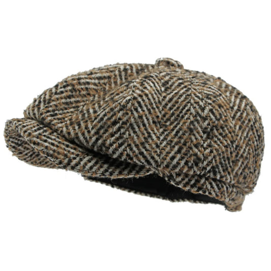 HT4409 Beret Cap Autumn Winter Cap Hat Men Women Striped Artist Painter Wool Beret Hat Male Female Ivy Octagonal Flat Cap Berets