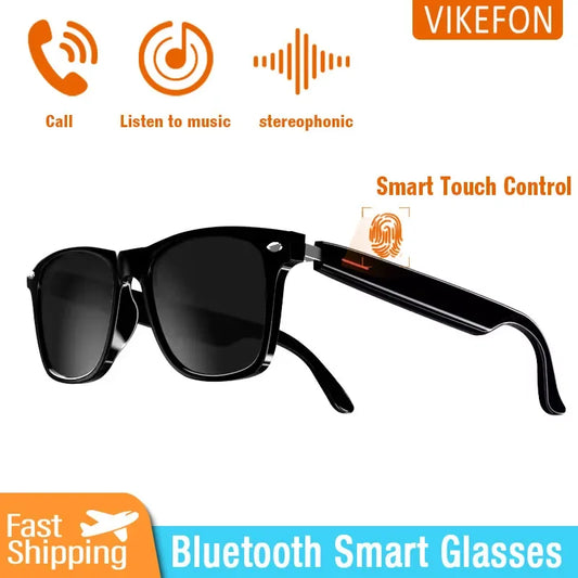 VIKEFON E13 Smart Glasses Blue Light Filtering Polarized Sunglass Lenses  Audio Built-in Mic & Speakers Touch & Voice Assistant