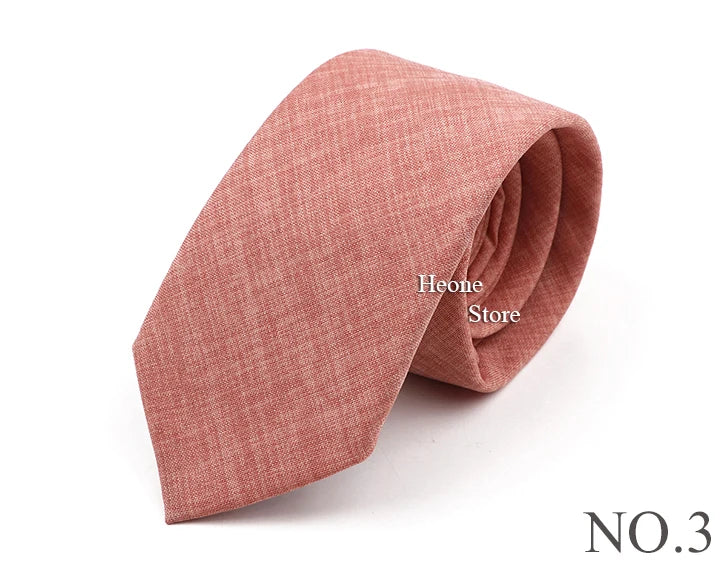 Novelty New Solid Color Ties For Men 100%Cotton Handmade High Quality Necktie Pink Green Orange 6.5cm Skinny Slim Ties Accessory