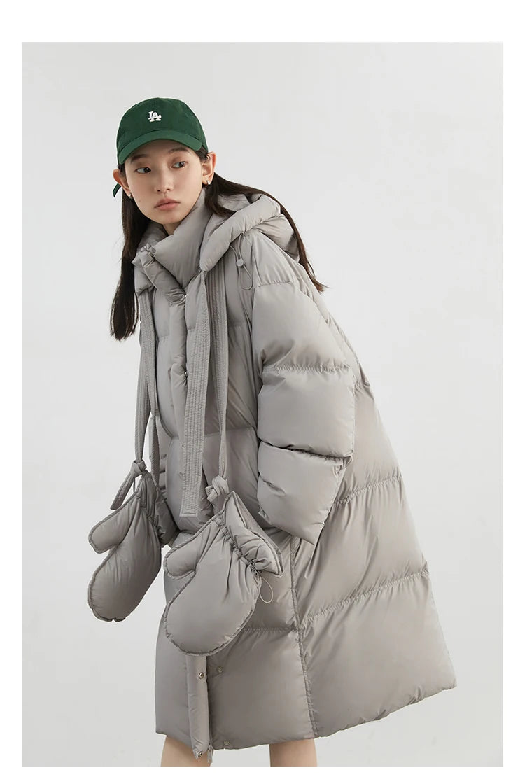 CHIC VEN New Women Down Coats Solid Loose Casual Hooded Down Jacket Female Soft 90 White Duck Down Coat Thick Autumn Winter 2024