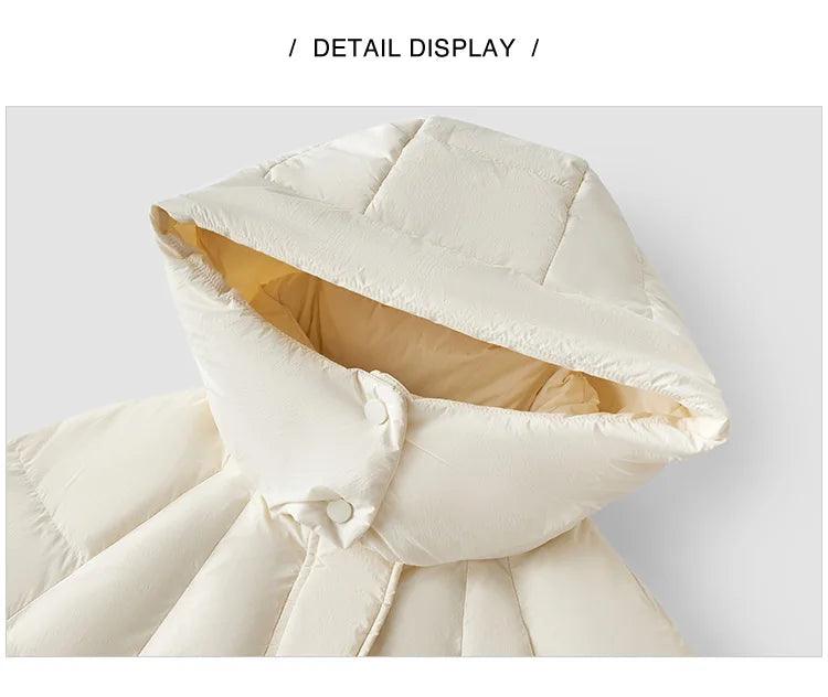 Semir Mid-Length Down Jacket Women Loose Fit Hooded Textured Coat 2025 New Winter Casual Warm Style