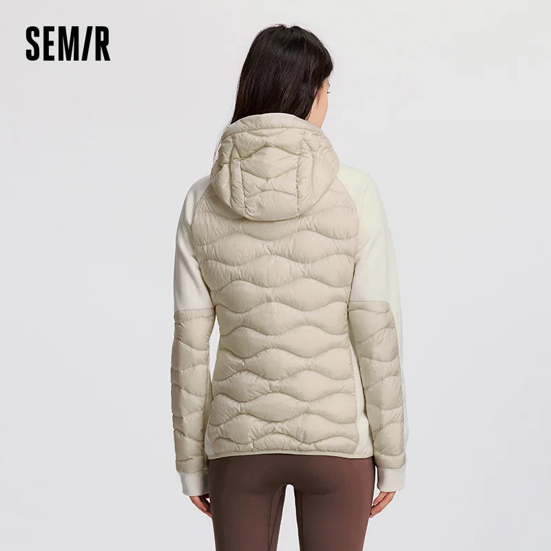 Semir Down Coats Women Slim Fit Patchwork Waterproof Fleece Raglan Sleeve 2025 Winter Clothes Woman New in Coats & Jackets