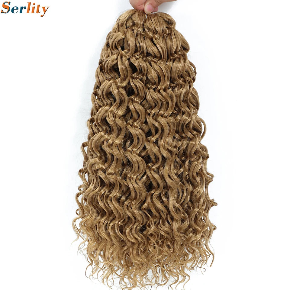 GoGo Curl Crochet Hair 14inch Curly Ocean Wave Synthetic Braiding Hair Jet Black Beach Curl Water Wave Deep Twist Crochet Braids