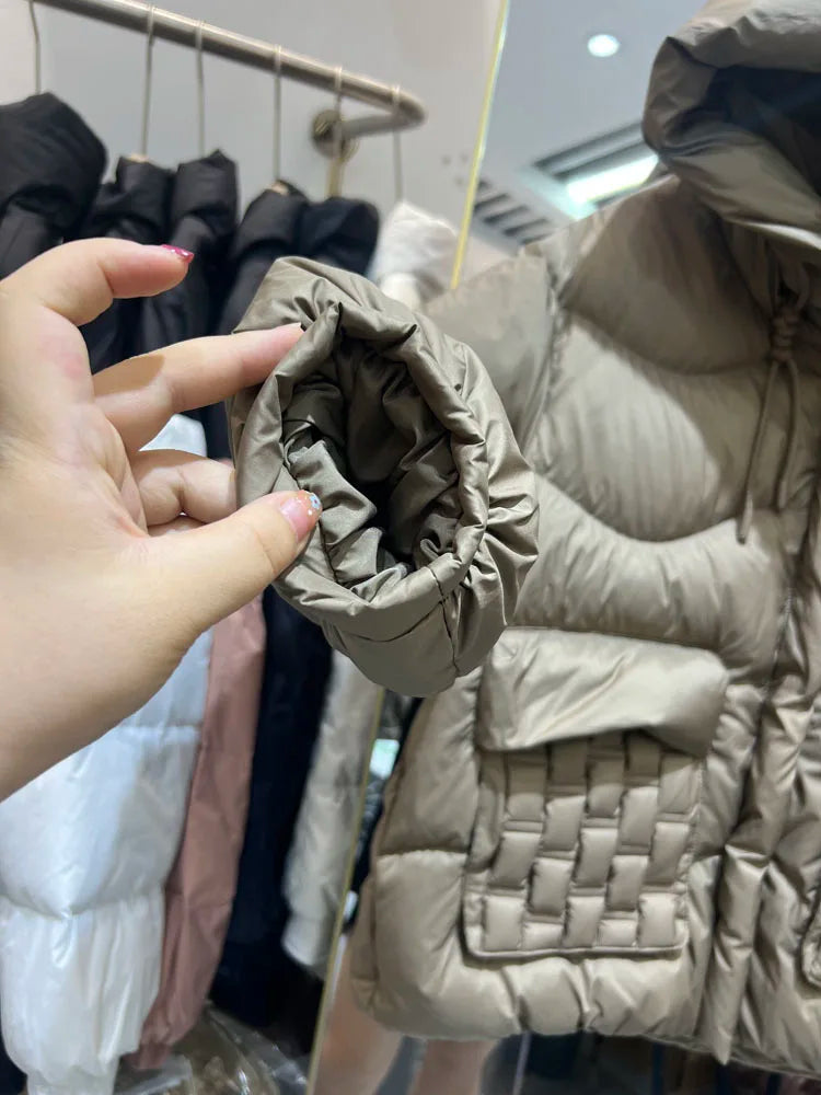 Fashion Hooded Parka Women's Winter Clothes 2023 New Short Bread Jacket CWhite Duck Down Coat Woman Large Size Overcoat