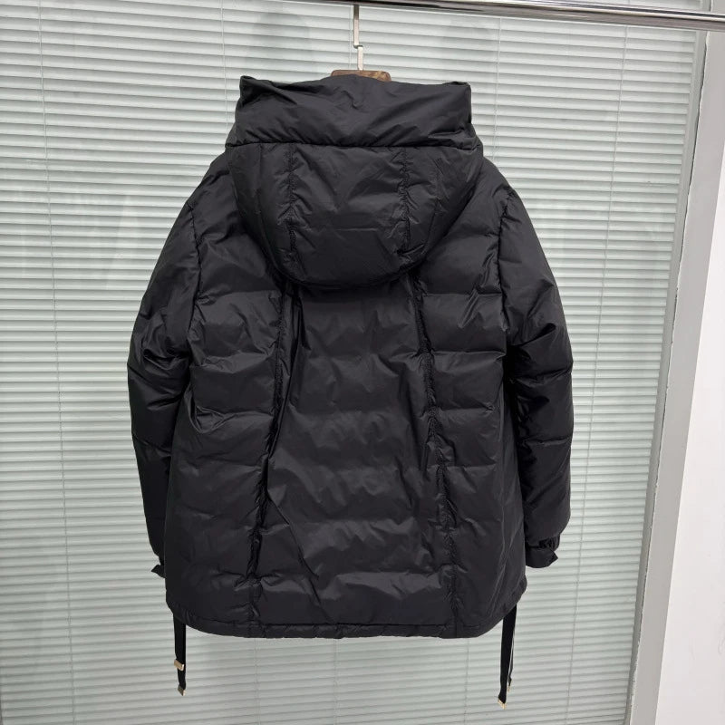 Schinteon Women's 90% White Duck down Jacket Casual Loose Oversize Autumn Winter Outwear with Hood Top Quality Coat 2025 New