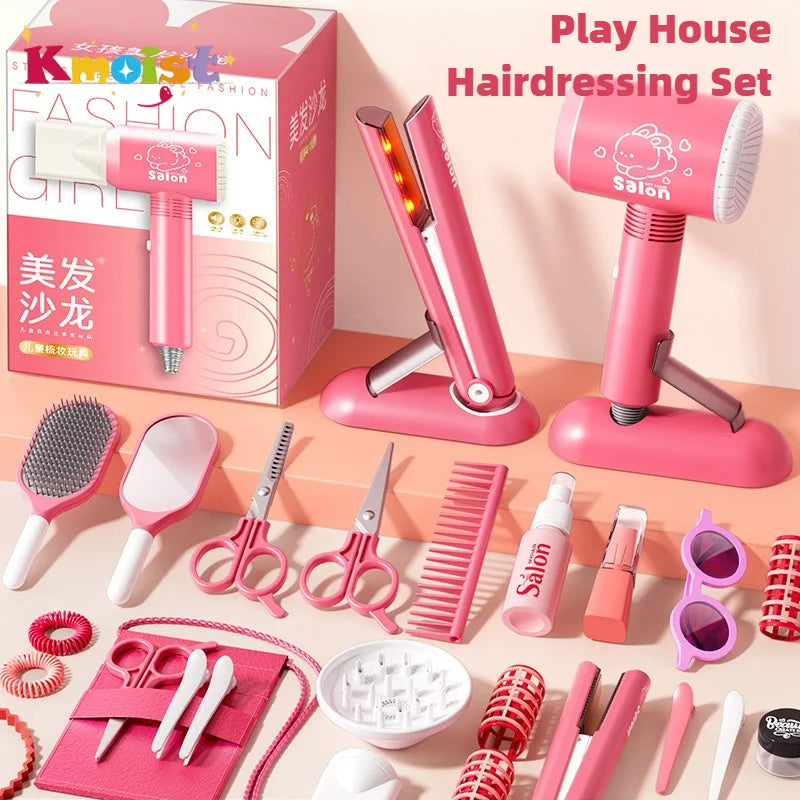 Make up Toys Simulation Haircut Kit Children's Hair Dryer Role Playing Game Educational Toys for Girls Pretend Play Kids Gifts