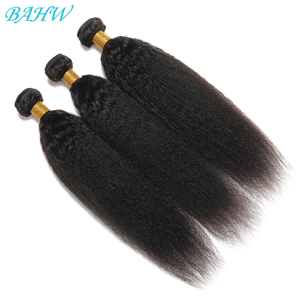 30 Inch Indian Raw Virgin Unprocessed 100% Virgin Human Hair Kinky Straight 1/2/3/4 PCS Bundles Yaki Straight For Black Women