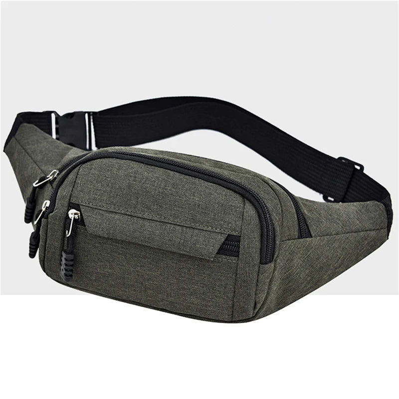 Waist Packs Waterproof Outdoor Sports Bag Unisex Canvas Pouch Fanny Pouch Solid Color Women Men Zipper Crossbody Male Bag