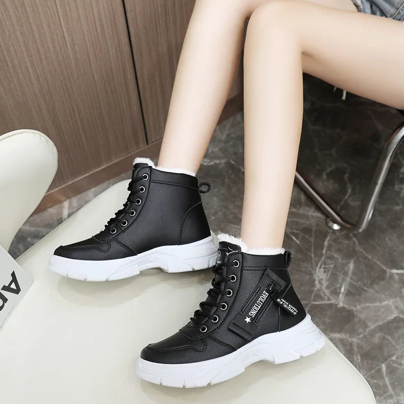 zapatos de mujer Designer Sneakers for Women Casual High Top Shoes Womens Winter Plush Lined Warm Thick Lace-up Sports Shoes