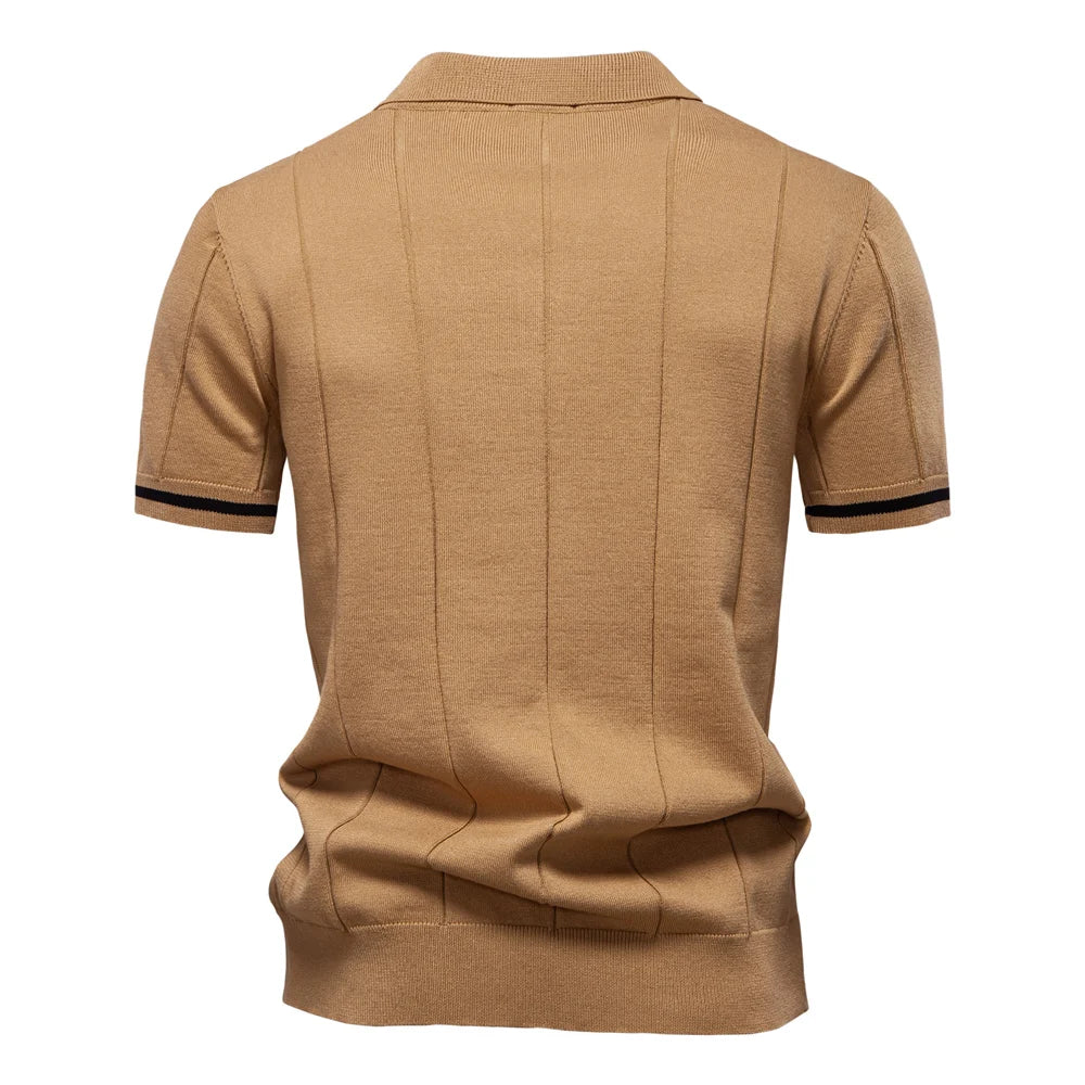 AIOPESON Men's Solid Color Sport Zipper Polo Shirt Athletic Social Polo Shirts for Men Office Slim Fit Polo