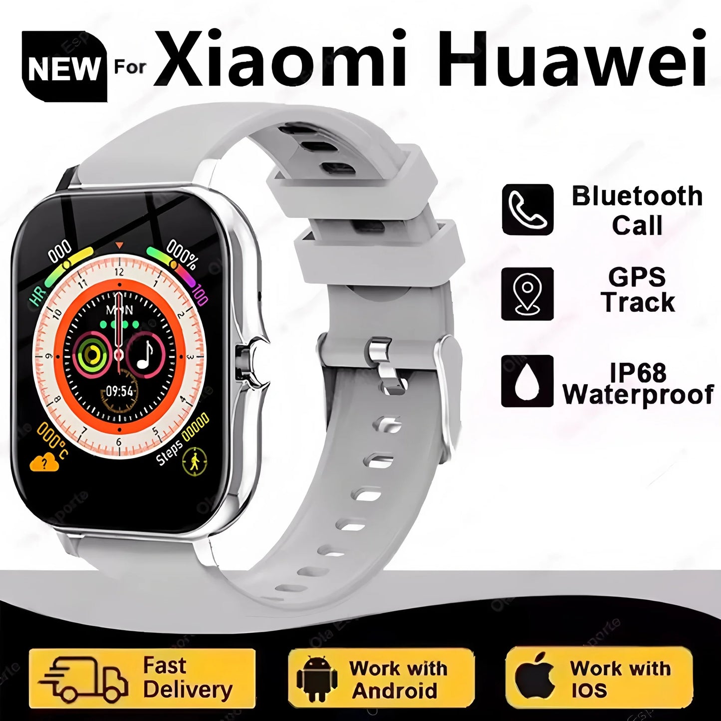 New SmartWatch Men Women 2.02 Amoled BT Call GPS Tracker NFC Sport Waterproof Heart Rate Smart Watch Fitness Tracker