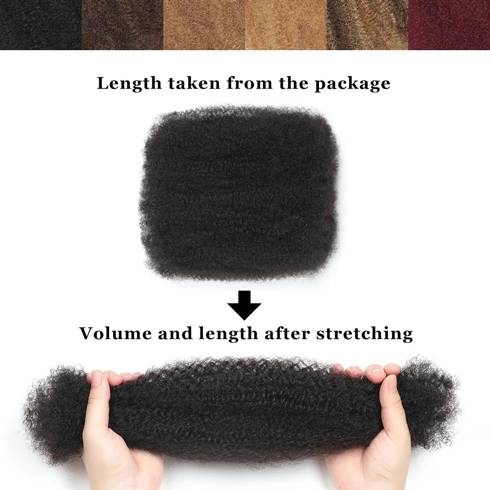 Afro Kinkys Bulk Human Hair for Dreadlocks Extensions Repair Locs Twist Braiding Afro Kinky Human Hair for Locs Natural 12-18