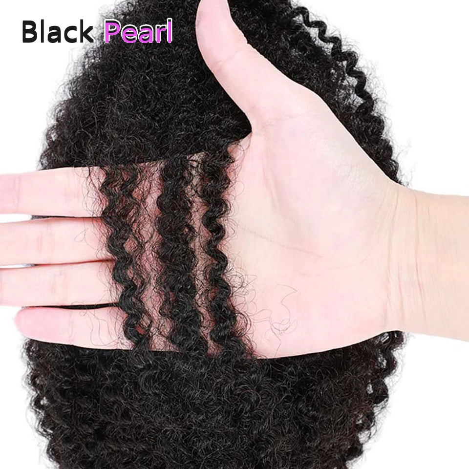 Black Pearl Afro Kinky Curly Bulk Human Hair for Dreadlock Extensions Loc Repair Braiding Twist Afro Kinky Human Hair For Locs