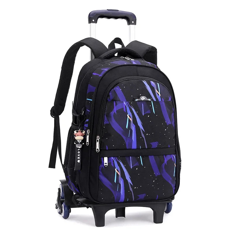 Children School Backpack for Kids Boys Wheeled Bag Student Backpack Trolley School Bag with Wheels Rolling Luggage Book Bag