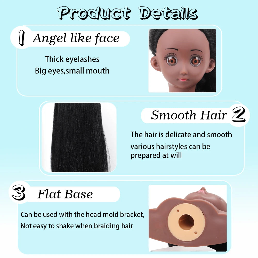 Real Human Hair Mannequin Head With Stand Afro Curly Hair Doll Manikin Head For Black Girls Gifts Practice Hair Styling Head