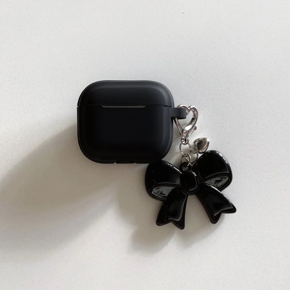 Fashion Chocolate Case For Airpods Pro 3 2025 Case Soft Silicone Earphone Cover For Airpods 4 3 2 1 Pro 2 With Bowknot Keychain