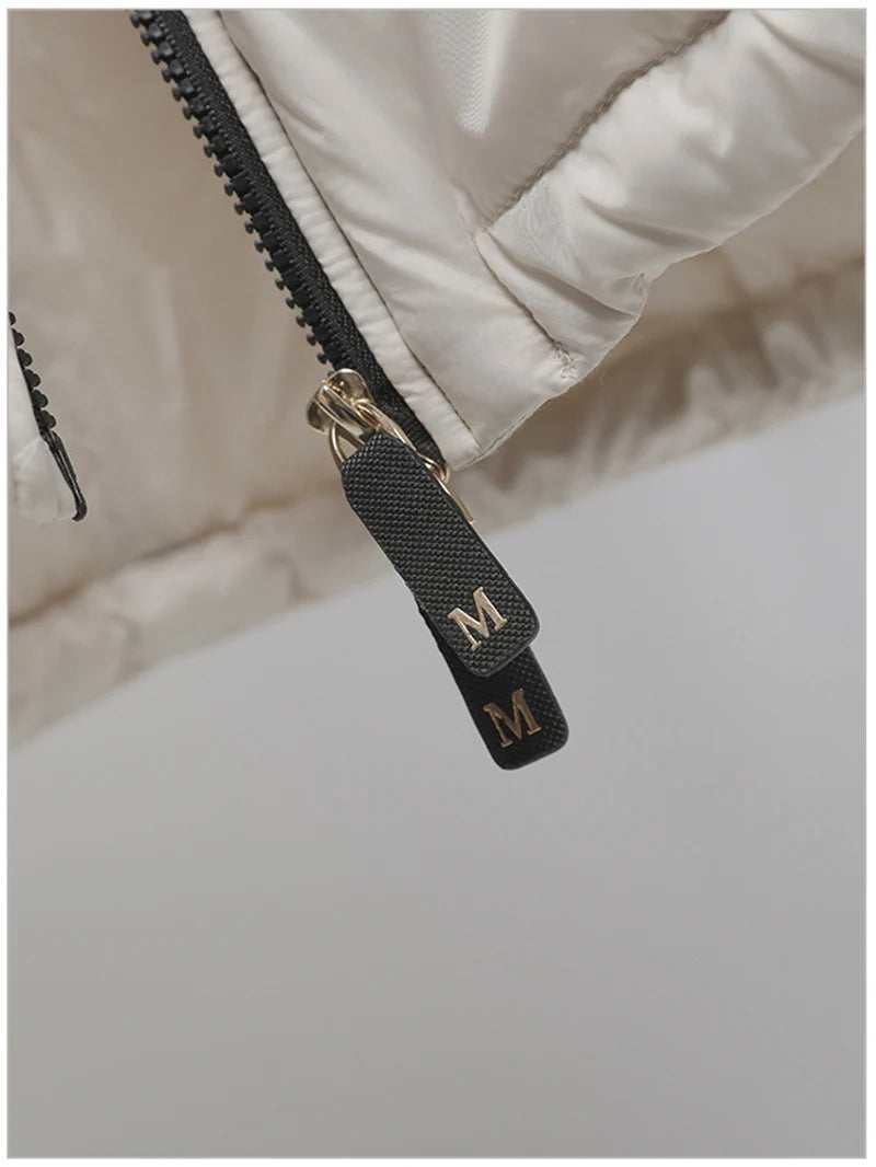 Schinteon Women Camel Down Cape Vest with Hood Loose Sleeveless Gilet Solid Fashionable Autumn Winter Jacket 2025 New