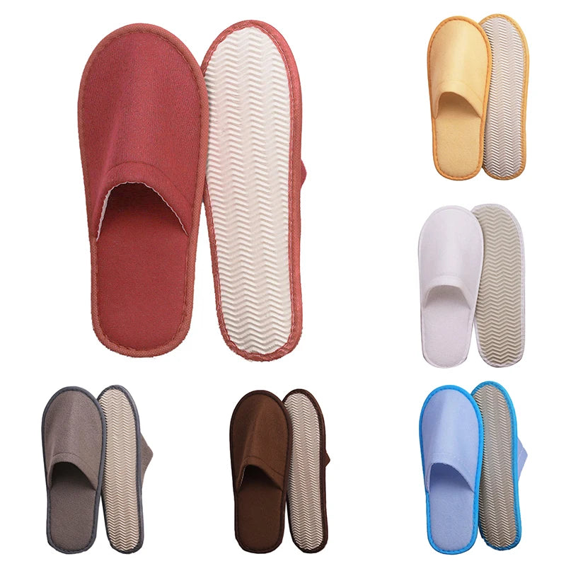 1 Pair Hotel Slippers Men Womens Top Quality Velvet Travel Disposable Cotton Home Hospitality Shoes Cheap SPA Guest Slides