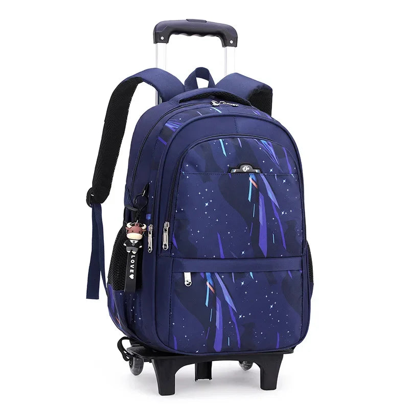 Children School Backpack for Kids Boys Wheeled Bag Student Backpack Trolley School Bag with Wheels Rolling Luggage Book Bag