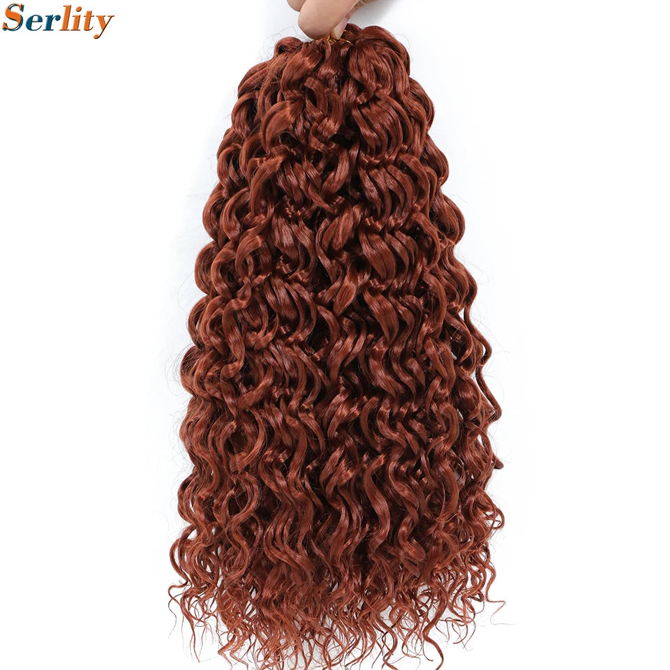 GoGo Curl Crochet Hair 14inch Curly Ocean Wave Synthetic Braiding Hair Jet Black Beach Curl Water Wave Deep Twist Crochet Braids