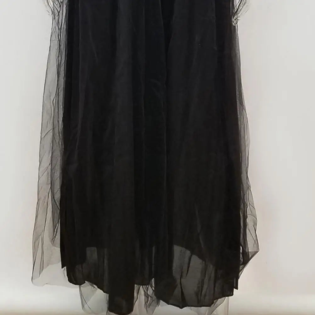 Women Maxi Dress Elegant Lace Flower Embroidered Maxi Evening Dress for Women Round Neck Half Sleeve Tight Waist Floor Length