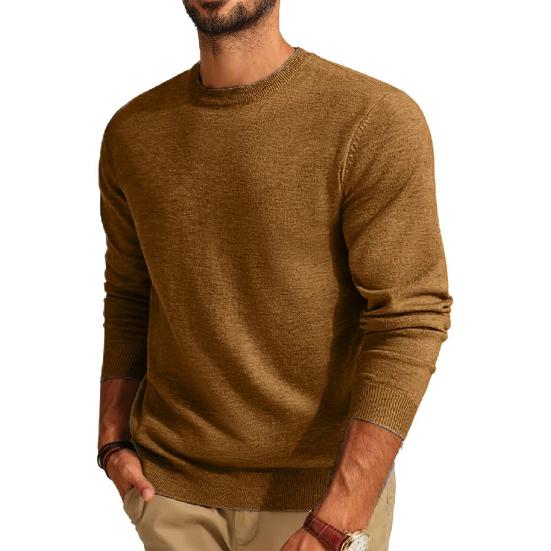 Men's Long Sleeve Sweaters Crew Neck Basic Lightweight Knitted Pullover Shirts Autumn Warm Streetwear Outdoor Jogger Coats