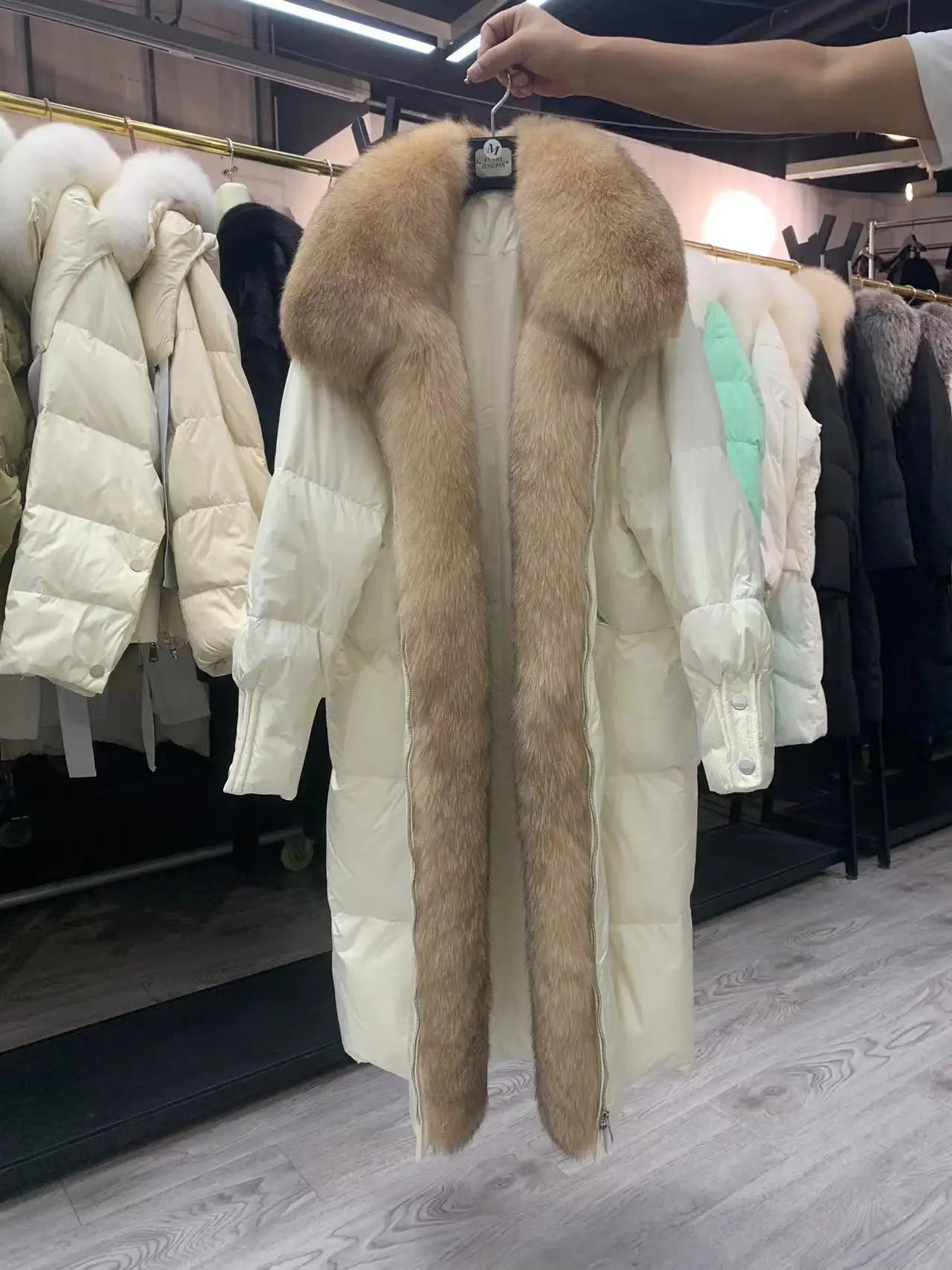 New Winter Coat Women Goose Down Jacket Long Thick Warm Oversized Real Fox Fur Collar Luxury Fashion Outerwear Streetwear