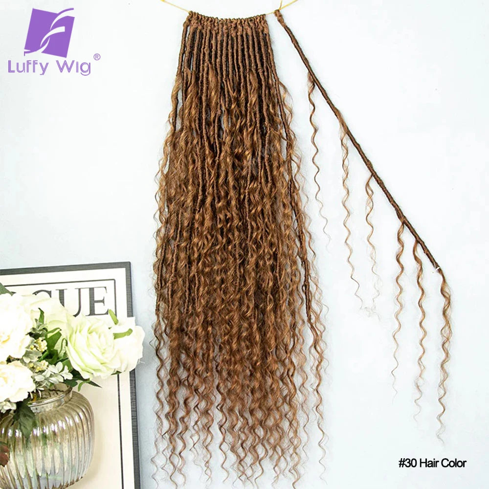 Crochet Boho Locs with Human Hair Curls Pre-looped 27 30 Braids Hair Extensions Knotless Hair Deadlocks For Braiding Deep Wave