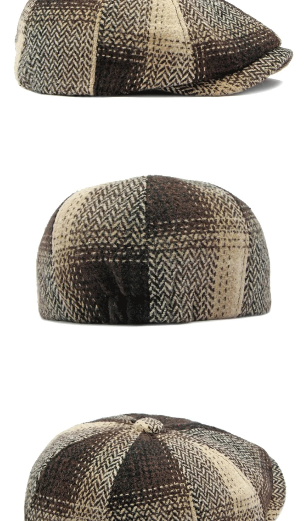 HT4184 Berets Autunm Winter Hats for Men Women Vintage Plaid Artist Painter Octagonal  Beret Hat Male Female Beret Cap